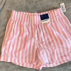 Old Navy Women's High Waist Striped Shorts - Pink and White